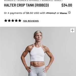 HALTER CROP TANK (RIBBED) - White